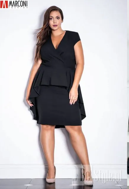 czarna sukienka plus size selena do kolan