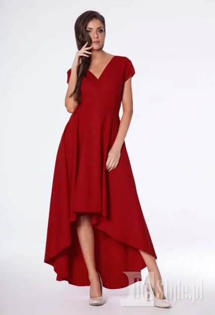 czerwona suknia plus size bella z długim tyłem